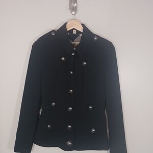Burberry‎ Brit Wool Military Utility Classic Black Jacket Women's Size 4